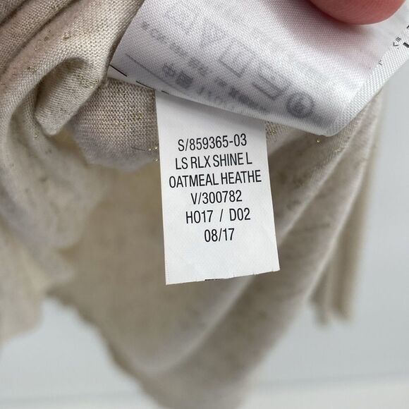 Old Navy Relaxed Lace-Up-Yoke Sparkle-Knit Top for Women Oatmeal Heather XL - Picture 5 of 7